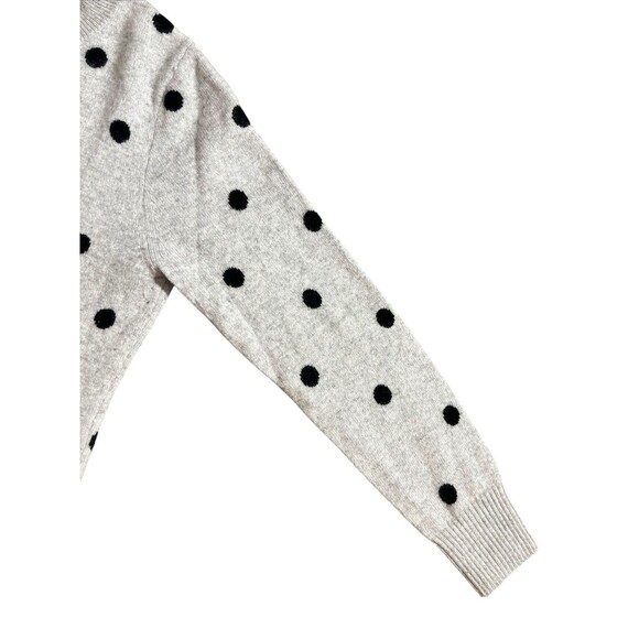 J.Crew 100% Cashmere Gray Sweater Black Polka Dot Women’s Sz XS - Picture 4 of 10